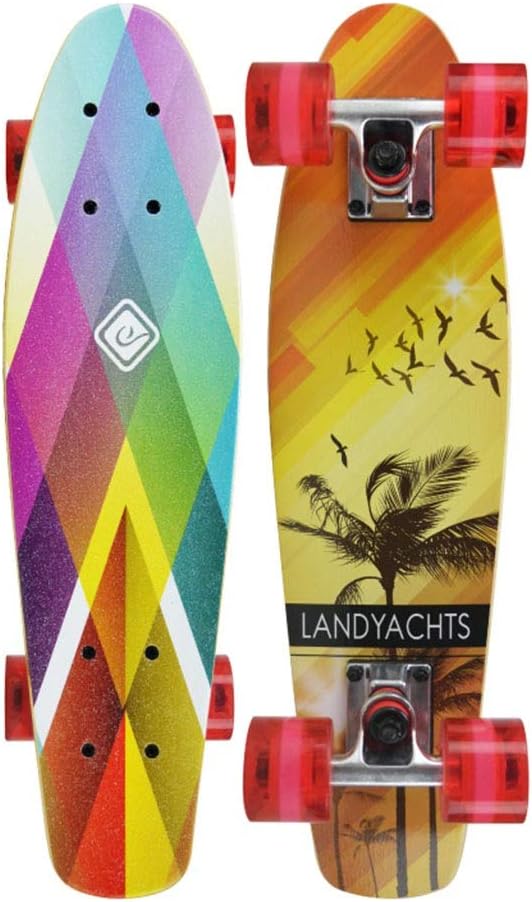 Skateboards Submarine Small Fish Board Mini Maple Board 57 * 15 * 11 Rainbow Color Beginner Brush Street Travel Four-wheeled Scooter (Color : Multi-colored, Size : 57 * 15 * 11cm)
