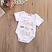 Infant Baby Golden Shiny Words Print Arrow Pattern Romper Bodysuit Outfits (0-3 M, White)