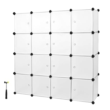 SONGMICS Regalsystem Kinderzimmerregal Spielzeugkiste Garderobenschrank Wäscheschrank Kleiderschrank Kapazität 686L Weiß 143 