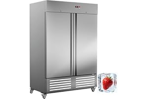 LCEKY 54" W 2 Door Commercial Refrigerator Stainless Steel 49 Cu.ft Fridge for Restaurant, Bar, Shop Upright