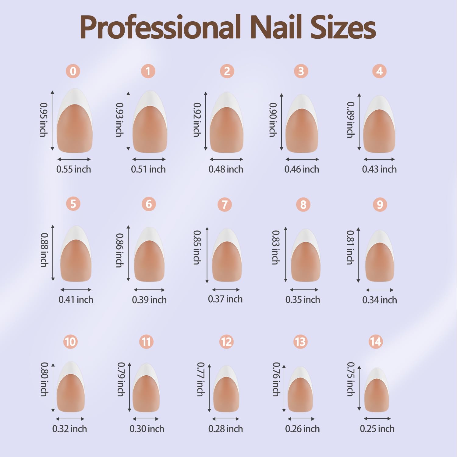 Misssix French Gel Nail Tips, 150Pcs French Tip Press on Nails Medium Almond Brown, No Need to File 3 in 1 Tips Pre-lasting, Fake Nails for Nail Art DIY 15 Sizes - Image 5