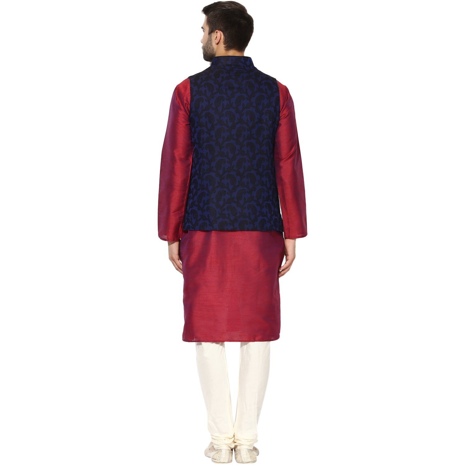 kisah benarasi jaquard cotton silkself designwaistcoat for men's