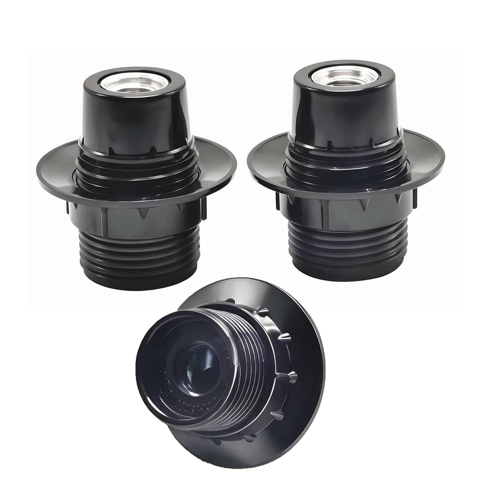 Photo 1 of E12 Candelabra Socket,TWDRTDD Black 3-Pack Candelabra Base Lamp Holder Light Socket Black (Full Uno Thread and Ring)