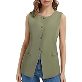 MRYUWB Women Summer Suit Vest Business Tops Sleeveless Button Down Blazer Modern Casual Waistcoat Office Formal Dressy Vest