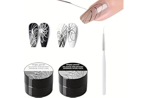 finger secret 5g/0.18oz Spider Gel Kit for Nails, Spider Design for Art Wire Drawing Nail Gel for Line with Brushes for Nail Art (White & Black)