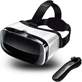 VR Headset for Phone with Controller, Compatible with iPhone Samsung and Android 3D Virtual Reality for Kids and Adults VR Goggles for Smartphone /4.5-6.3in Eyes Protected Anti-Blue HD Lenses
