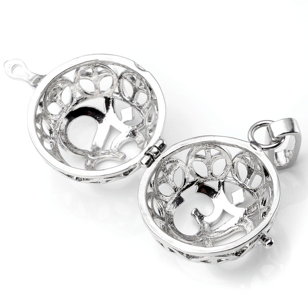 Top Plaza Aromatherapy Essential Oil Diffuser Necklace Silver 7 Chakras Locket Pendant With 5 Dyed Lava Stones(OM Symbol)