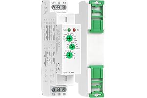 SEZBAIFLES Multifunction Time Delay Relays AC DC 24V-240 Volt, 10A Mini Adjustable Timer Switch ON Off GRT6-M1, with 10 Electrical Timers Relay Control Delay Function for 1 Minute to 10 Days, DIN Rail Mount