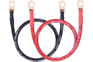 iGreely 6 AWG Battery Cable,Flexible 6 Gauge Pure Copper Welding Battery Power Wires with 5/16'' Lug,Heavy Duty Cable for Automotive Solar RV Marine DIY for Replacement Parts & Accessories 2ft/60cm