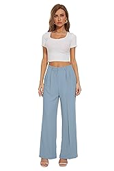 FUNYYZO Women's Wide Leg Pants High Elastic Waisted