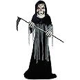 Haunted Hill Farm Motion-Activated 8.5-Ft. Tall Ginormous Reaper, Plug-in Talking Scare Prop Animatronic with Spooky Sound Effects and Lights for Indoor or Covered Outdoor Creepy Halloween Decoration