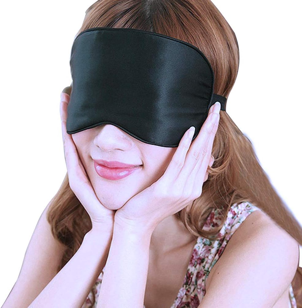 Eye Mask for Sleeping Silk Sleep Eye Masks Dry Soft Eyemask Blackout Black
