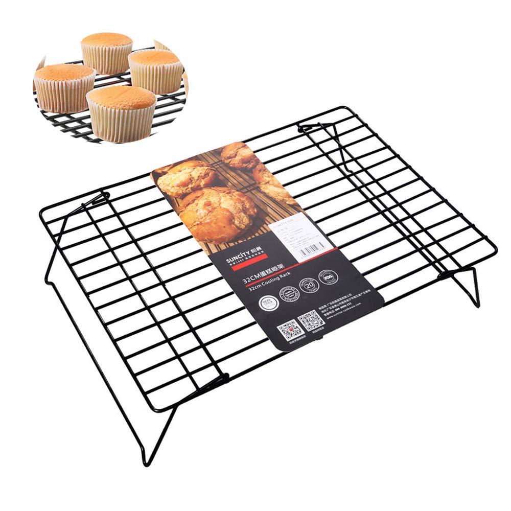 Cookie Cooling Racks Wire for Baking Stackable 13x9 Carbon Steel Black Oven Safe Large Tier