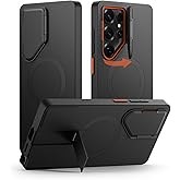 SURITCH for Samsung Galaxy S25 Ultra Phone Case, Magnetic Protective Cover with Camera Cover & Adjustable Metal Kickstand for Galaxy S25 Ultra (2025)-Black
