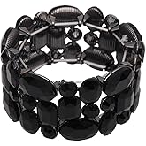 Enrwin Women’s Wedding Bridal Crystal Leaf Flower Stretch Bangle Elastic Wide Bracelet Jewelry for Brides Bridesmaid