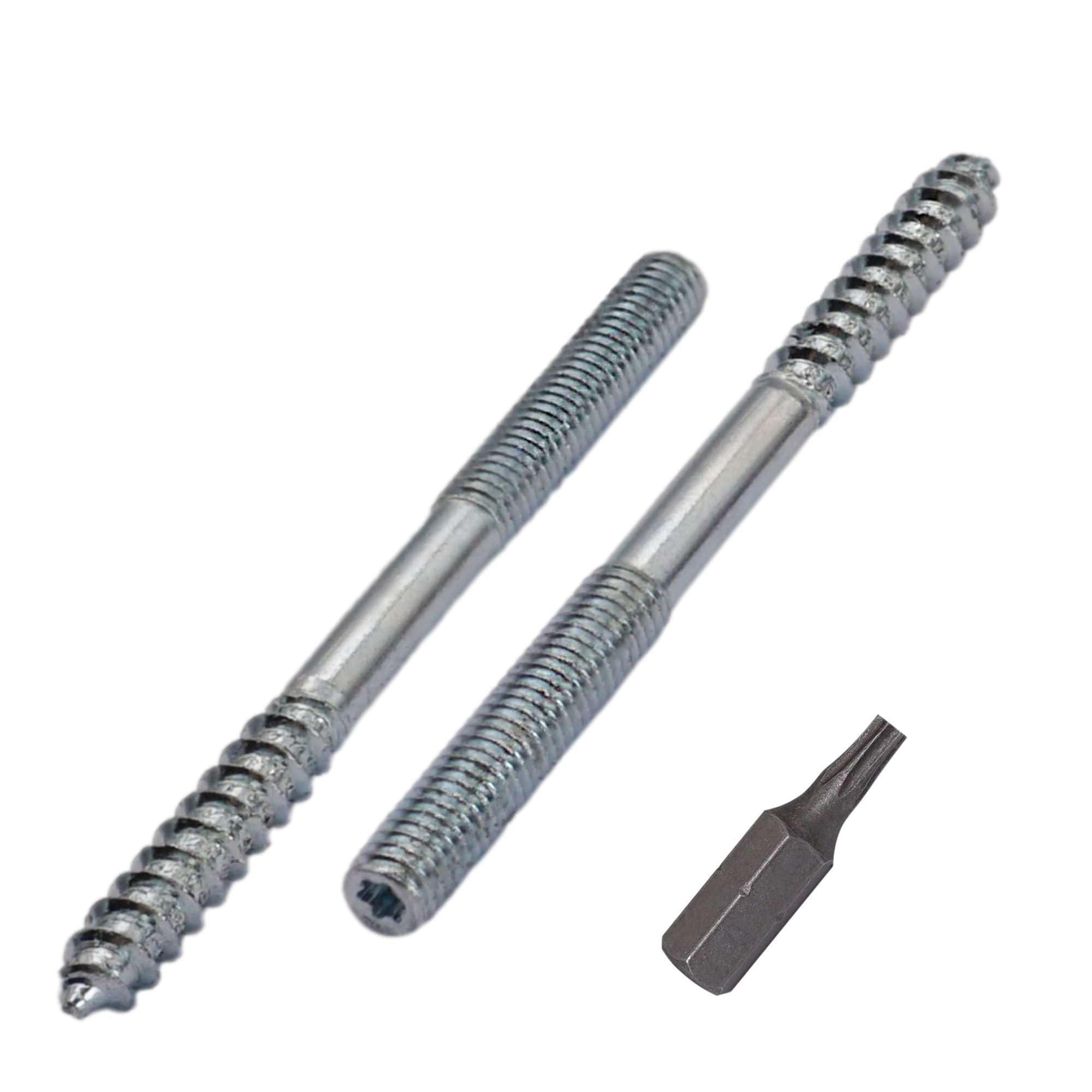 SKIR'CO (10 pcs) Hanger Bolts M6 x 80 mm, Double Ended Thread Dowel Screws, Double Headed Bolts