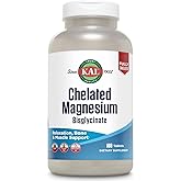 KAL Chelated Magnesium Bisglycinate, Magnesium Supplement for Relaxation, Bone Health, Nerve & Muscle Function Support*, High Absorption, Gentle Digestion, Vegan, Gluten Free, 60 Servings, 180 Tablets