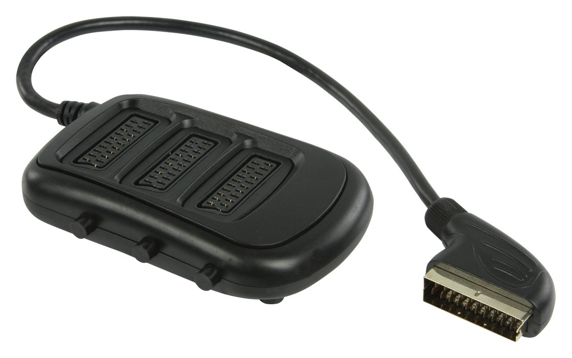 Valueline 0.50 m Switchable SCART Male to 3x Female Connection Box - Black