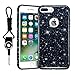 Hanlesi iPhone 7 Plus Case Case Fashion Glitter Shiny Gradient Bling Silicone Protective Cover for Apple Phone 7P Plus 5.5 inch for Girl Boy 2017 New with Lanyard Hole Black