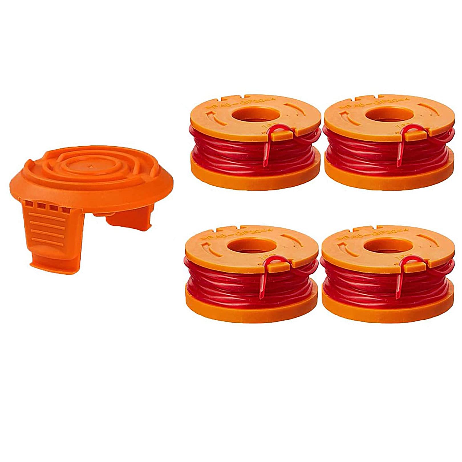 Worx Strimmer Spool Lawn Mower with 4 Pcs Spool Lawn Mower & 1 Pcs replacement cap, Strimmer Spool Grass Trimmer Spool Replacement Trimmer Spool Lawn Mower Line Worx Replacement orange