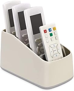MoKo Remote Controller Box, Plastic TV Remote Control Holder Home Office Organizer Caddy Tray Desktop Storage Container 4 Compartments for Remote Controllers, Office Supplies, Media Accessory, Gray