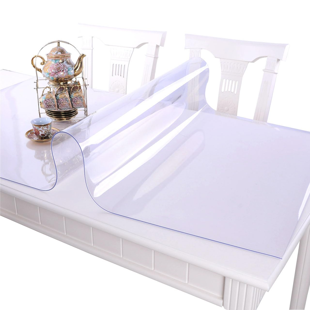 VITA FELICE ‌PVC Table Protector Clear Plastic Waterproof Table Cover for Dining Table, Heavy Duty Wipe Clean Transparent Mat,Tablecloth for Worktop Kitchen Restaurant Party Events (80x150cm)