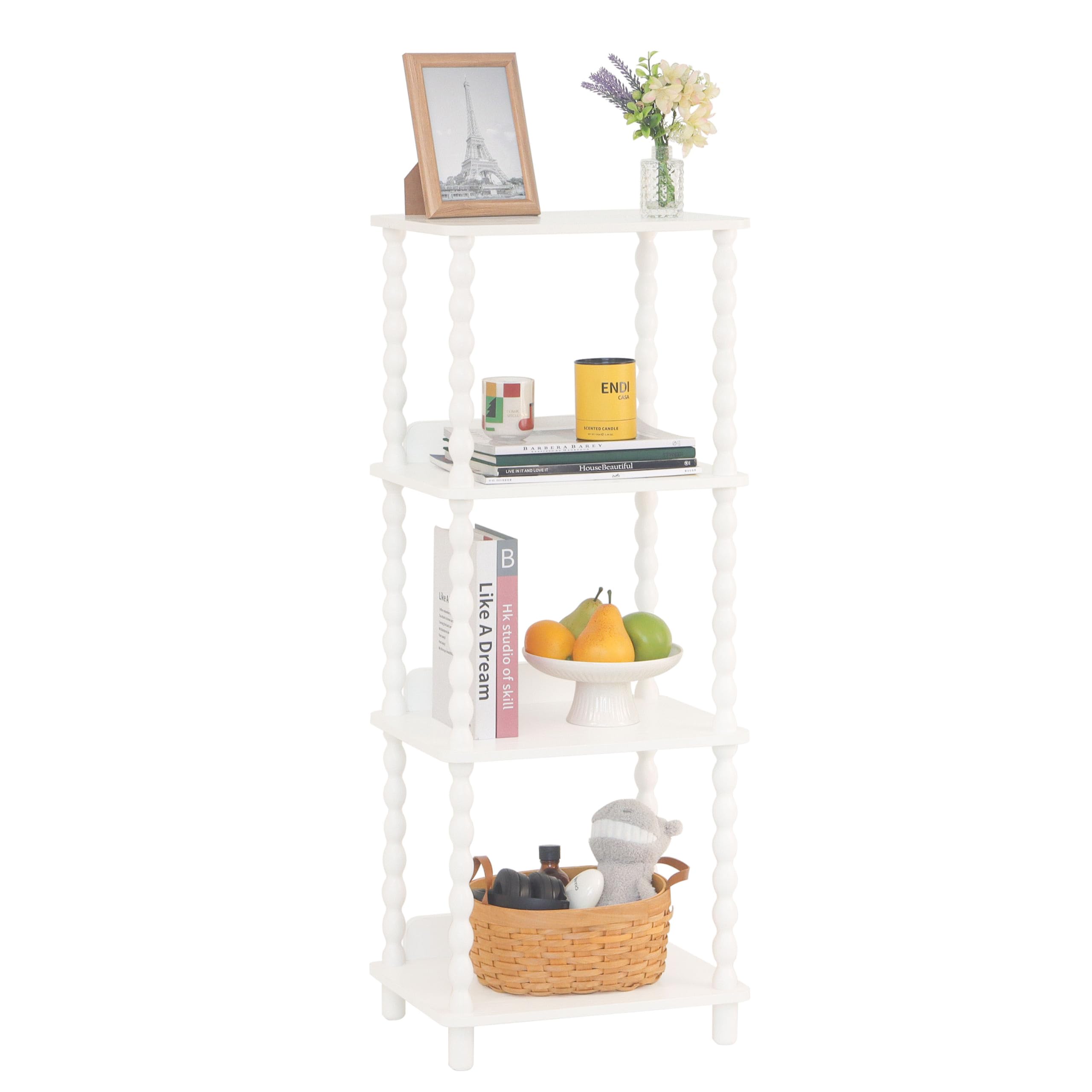 Photo 1 of Fultyle Bookshelf, 4-Tier Bookcase with Open Shelves, Modern Book Shelf for Small Spaces, Bedroom, Living Room and Office with Solid Wood Legs(White)