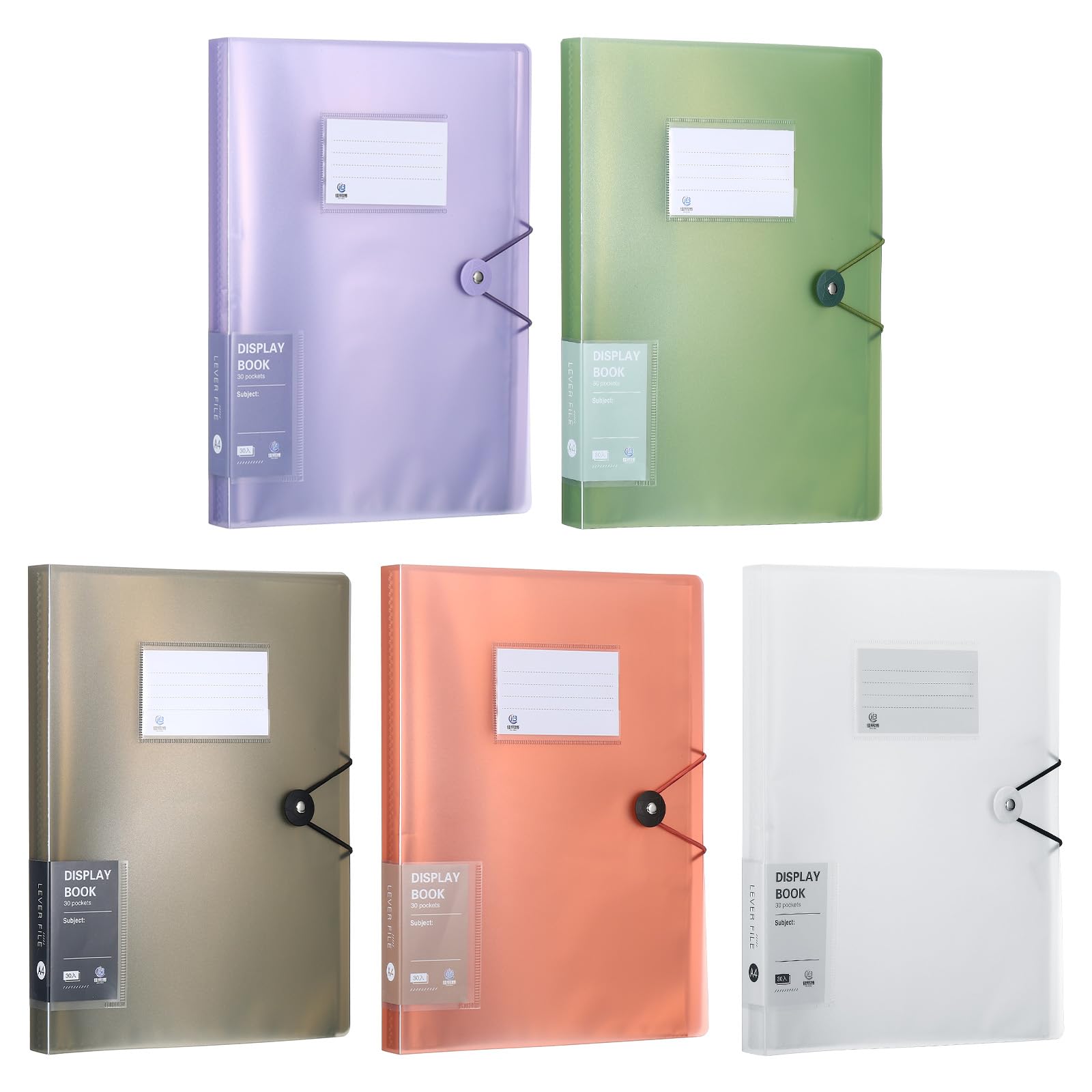 PATIKIL 8.5x11 Binders with Plastic Sleeve, 5 Pcs A4 Display 30 Pocket Portfolio Binder Folder Presentation Book with Clear Plastic Sheet Protector for Artwork Document, 5 Colors