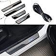 CEBAT 4Pcs LED Stainless Steel Car Door Sill Scuff Plate Guard Sills for Honda CRV 2017-2025 Automotive Door Entry Guard Protector Trim