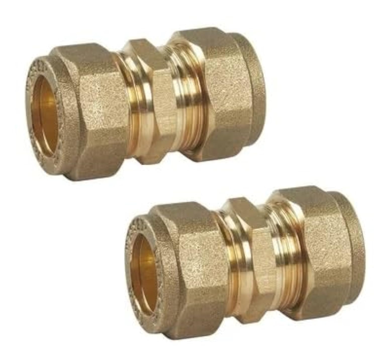 hep® 15mm Straight Brass Compression Coupler WRAS Approved (Pack of 2)