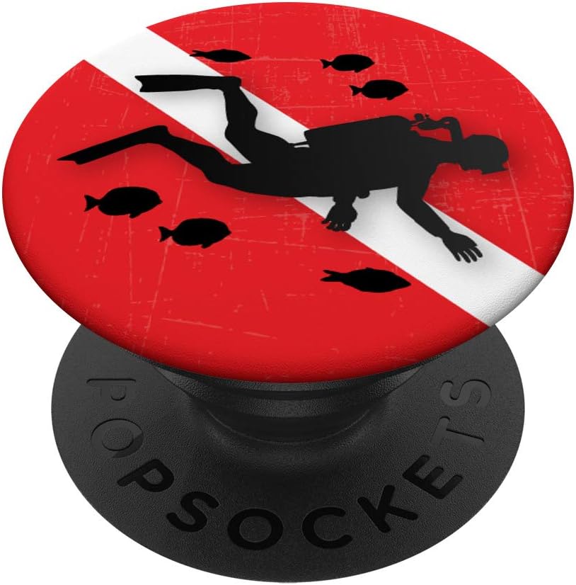 Scuba Diving Flag Diver Fish Fun Dive Accessory Gift Ocean PopSockets PopGrip: Swappable Grip for Phones & Tablets