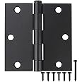 30 Pack Matte Black Door Hinges 3.5 x 3.5 Inch Interior 3 1/2 Inch Door Hinges for Doors Square Radius Corners Flat Iron Hinge 3 ½"x 3 ½" Door Hardware Controls