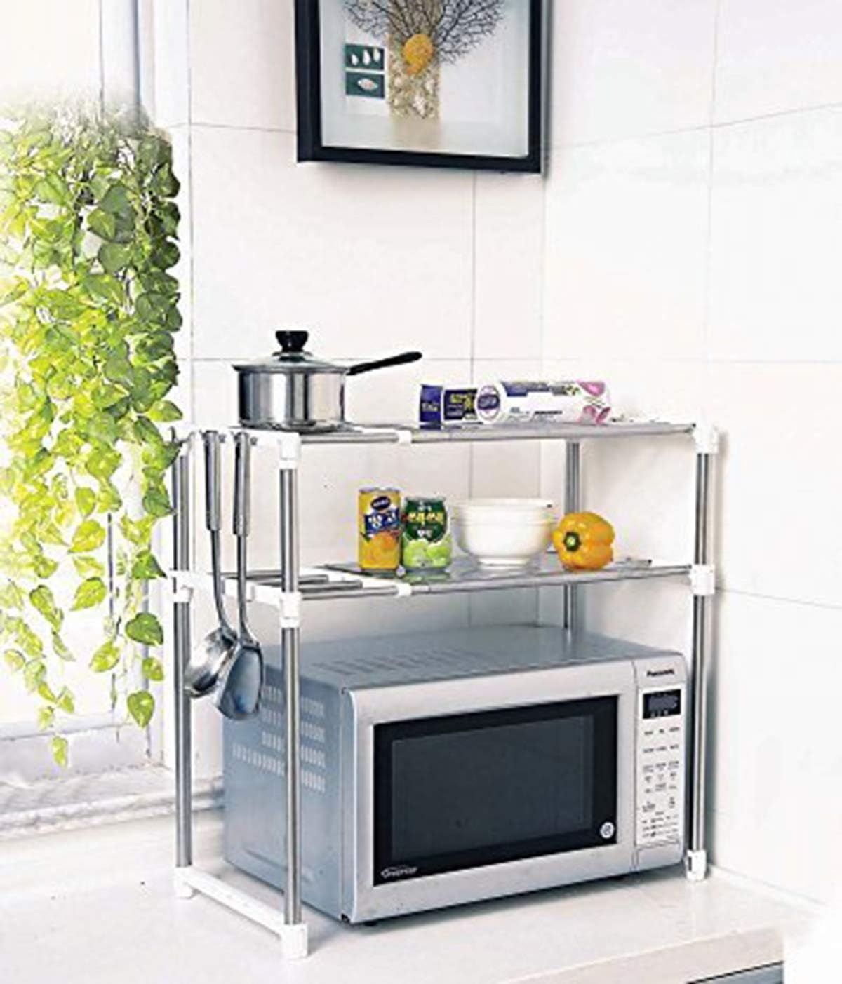 Berry Collection Stainless Steel Adjustable Multipurpose Microwave Oven Stand Rack Easy Installation