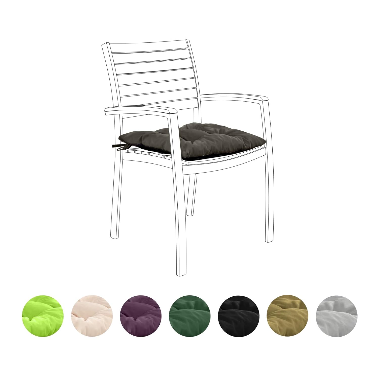 Gardenista® Garden Chair Cushion Tufted Pads With Seat Ties - Indoors