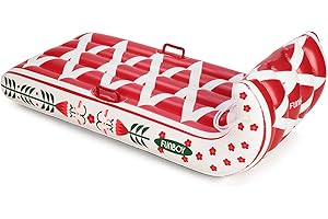 FUNBOY 52" Inflatable Toboggan Snow Sled, Holiday Cardigan Inspired, 1-2 Person Capacity, With Grooved Rubber Base Tracks, 2 Handles, And Hand Pull Rope