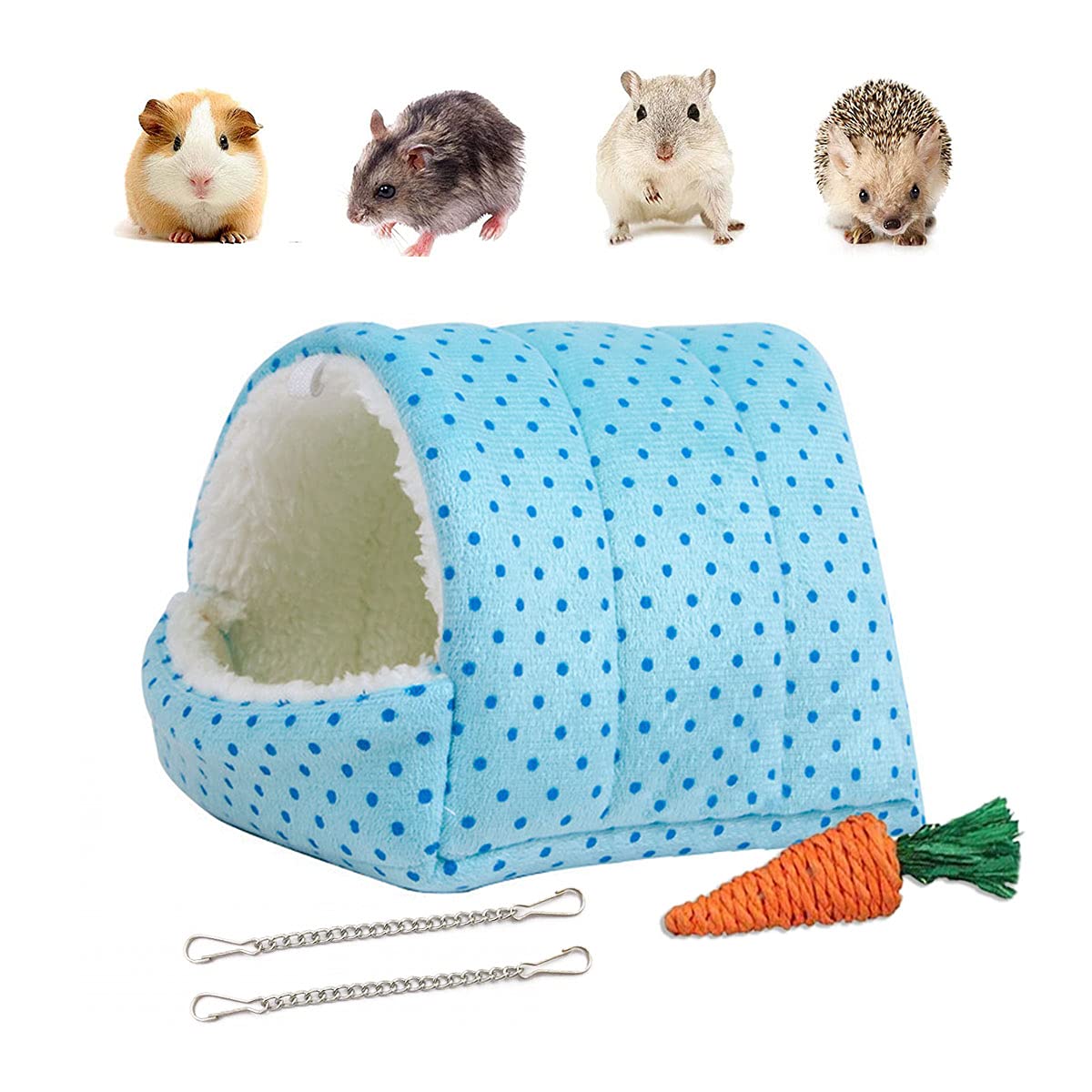 kuivoo Hamster House,Small Pet Bed House,Multifunctional Hanging Sleeping Bed, Small Animal Cage Home,Warm Nest Cave and Hideout for Guinea Pig,Hedgehog Squirrel Rat(21x18*17CM)