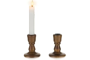 Inweder Wood Candle Holders for Candlesticks: 2 Pcs Wood Taper Candle Holders Rustic Candlesticks Holders Distressed Brown Candle Holder Wooden Farmhouse Candle Holders for Wedding Home Decor Event