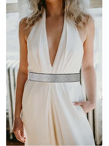 Tgirls Rhinestone Waistband Elastic Belt Crystal Wedding Sashes