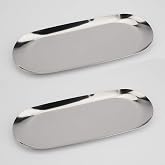 Stainless Steel Decorative Tray, Set of 2, 7 Inch Long, Jewelry Dish Cosmetics Organizer Bathroom Clutter Serving Platter Small Storage Tray, Oval, Silver