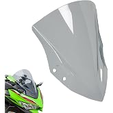 Double Bubble Windshield Fit for Ninja 400 2018-2026, Smoke | Highway Wind Protection, Aerodynamic Profile, Durable PC Material, Reduced Wind Buffeting, Sport Bike Styling, Easy Install