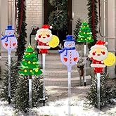 YZYOE 6 Pack LED Outdoor Solar Ground Inserted Christmas Decorative Lights, Waterproof Solar Courtyard Christmas Tree Snowman Santa Claus Light, with 8 Color Light Modes.