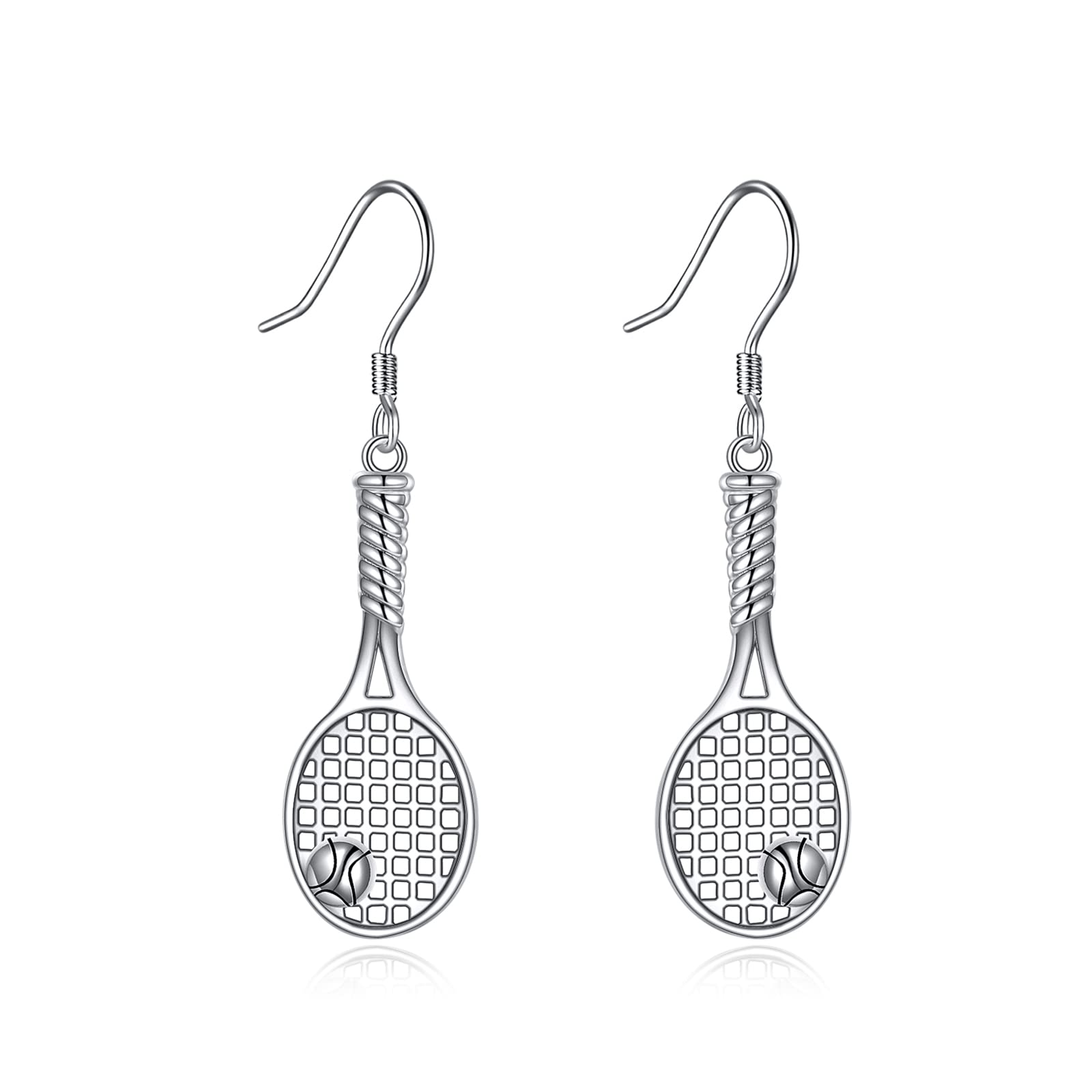 YFN Tennis Racket Earrings Sterling Silver Tennis Dangle Drop Earrings Sport Jewellery Gifts for Women Girls Tennis Lover