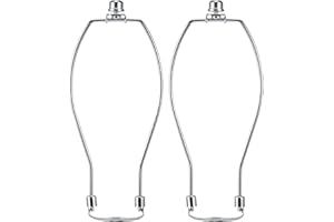 9 Inch Nickel Lamp Harp Holder Kit with Finial and Detachable Saddle Base, Light Duty, Saangseon Set of 2 DIY Lighting Accessories Horn Frame Lampshade Bracket