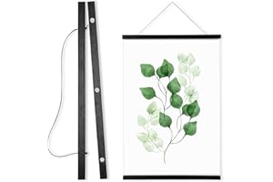 WITCOLOR Magnetic Poster Hanger Frame, 14 Inch Wide Black Wood Magnet Poster Frame for Posters, Prints, Photos, Pictures, Maps, Scrolls, and Canvas Artwork