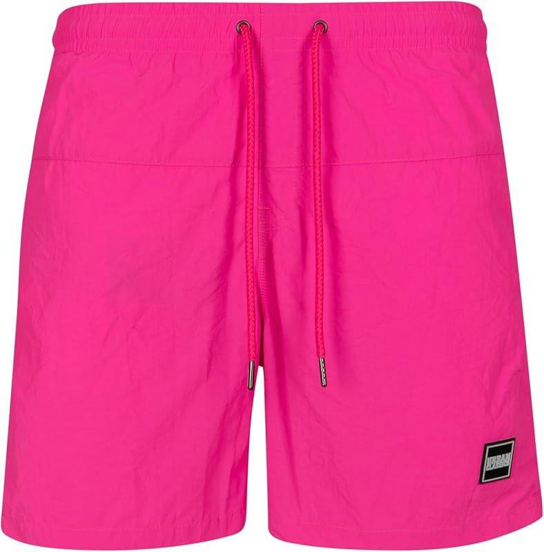 Herren Block Swim Shorts – Badeshorts mit Kordelzug & Taschen, schnelltrocknend, ideal für Strand, Pool & Urlaub,Neonpink,M