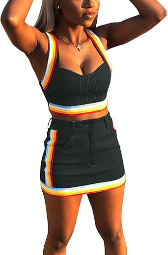 denim rainbow two piece