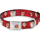 Dog Collar Seatbelt Buckle Tasmanian Devil Expressions Red Swirl 9 to 15 Inches 1.0 Inch Wide, DC-WLTTZ003-S