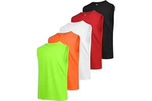 HoeVou 5 Pack Boys Tank Tops Dry-Fit Boys Undershirts Kids Athletic Tank Tops Shirts for Kids Youth