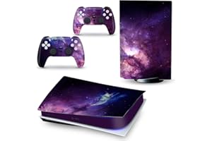 LANGSUN Full Body Vinyl Skin Stickers Wrap Decals Cover for PS5 Disc Edition Console & Controllers (Purple Space)