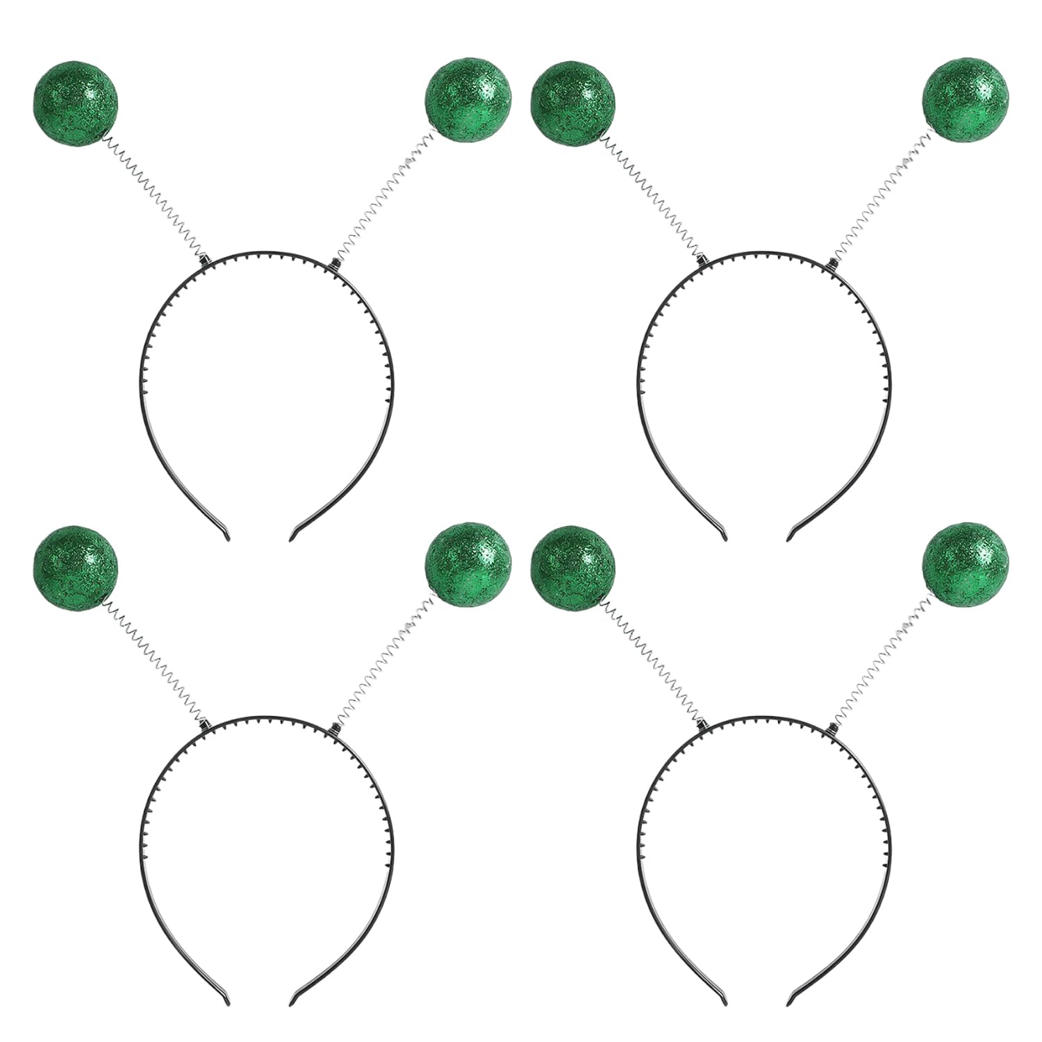 HIXNUG 4pcs Alien Headbands Martian Antenna Headband Boppers for Outer Space Themed Halloween Adult Kids Hairband (green)